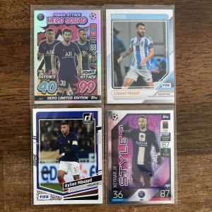 lionel messi, kylian mbappe, and neymar jr lot of soccer cards - instant collection bundle pack