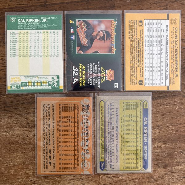 cal ripken jr lot of vintage baseball cards - instant collection bundle pack
