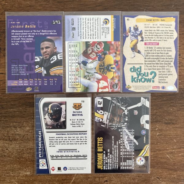 jerome bettis lot of vintage football cards - instant collection bundle pack