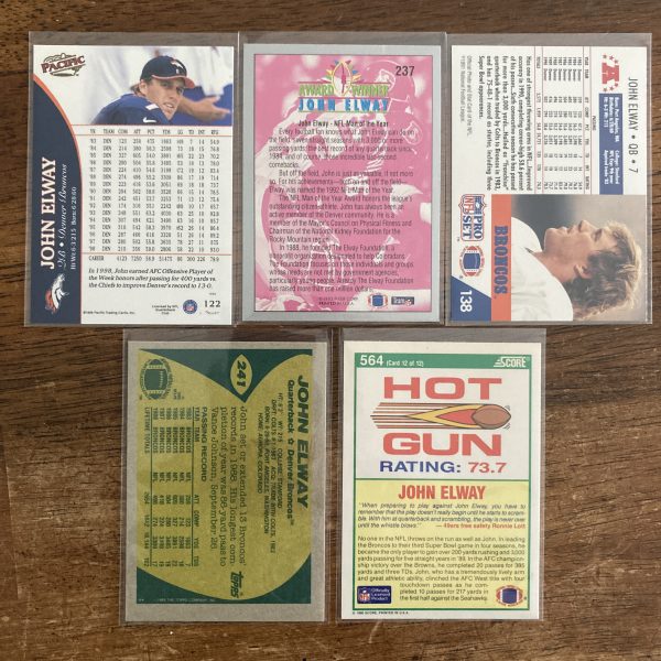 john elway lot of vintage football cards - instant collection bundle pack