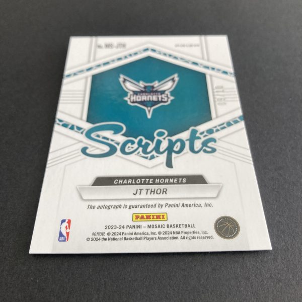 JT Thor 2023-24 Panini Mosaic Scripts SSP Gold Mosaic Prizm auto insert card #MS-JTH, serial numbered 09/10