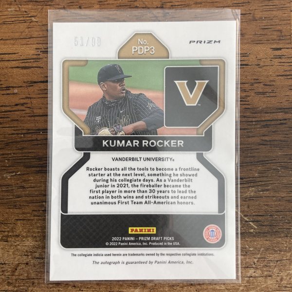Kumar Rocker Lot w/SP Red Disco Prizm Auto (#'ed 51/99), Pack of 3 Baseball Cards, Rookie RC (inv1) - Image 5