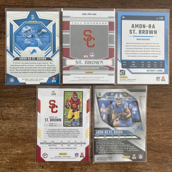 amon-ra st brown lot of football cards, rookie rc - instant collection bundle pack