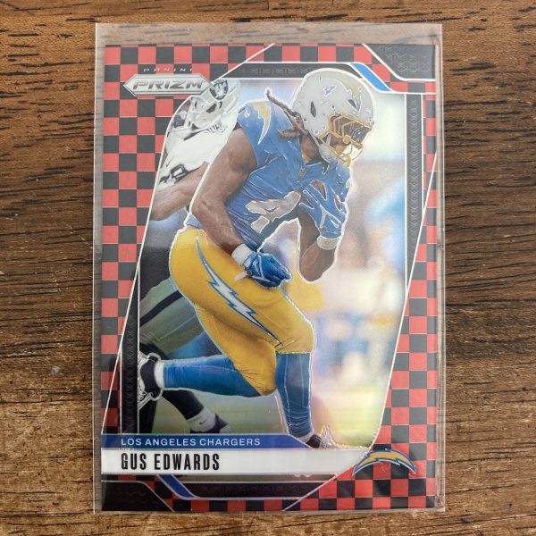 Gus Edwards Lot w/SSP Red & Black Checkerboard Prizm, Pack of 4 Football Cards (inv1) - Image 4
