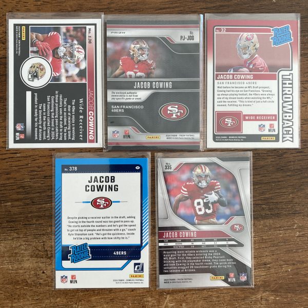 jacob cowing lot of football cards, rookie rc - instant collection bundle pack