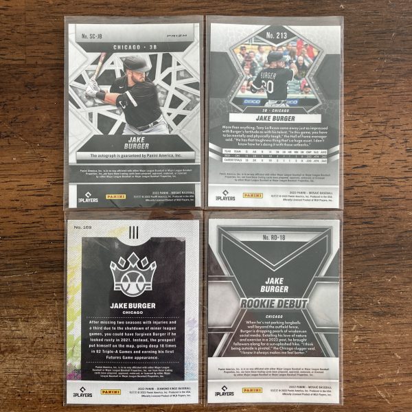 jake burger lot of baseball cards, rookie rookie rc autograph - instant collection bundle pack