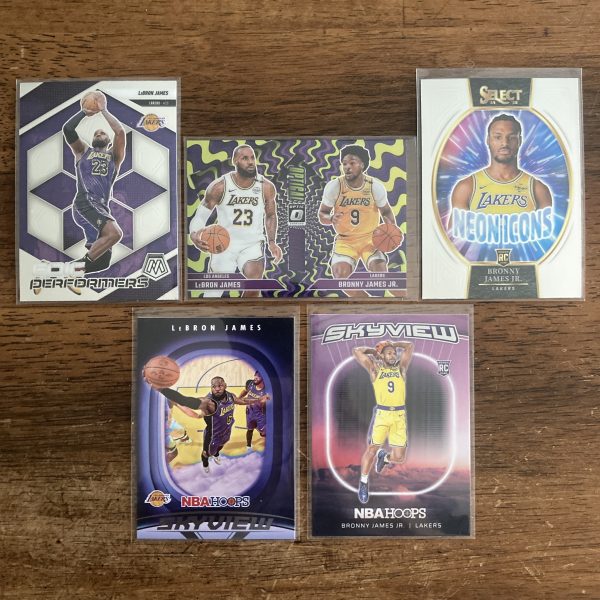 lebron and bronny james jr lot of basketball cards, rookie rc - instant collection bundle pack