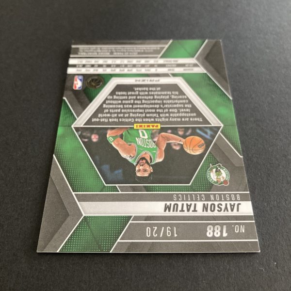 Jayson Tatum 2024-25 Panini Mosaic SSP Fast Break Pink Disco Prizm parallel card #188, serial numbered 19/20