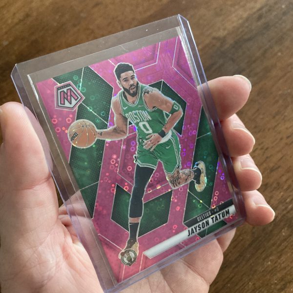 Jayson Tatum 2024-25 Panini Mosaic SSP Fast Break Pink Disco Prizm parallel card #188, serial numbered 19/20