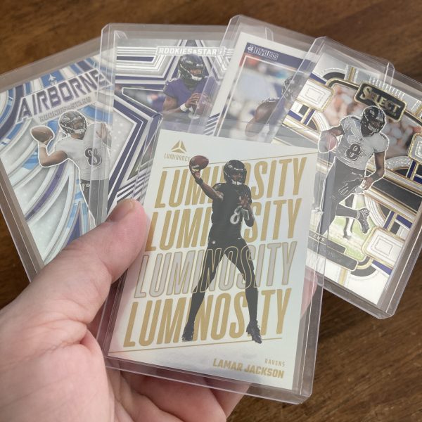 lamar jackson lot of football cards w/luminosity insert - instant collection bundle pack