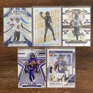 lamar jackson lot of football cards w/luminosity insert - instant collection bundle pack