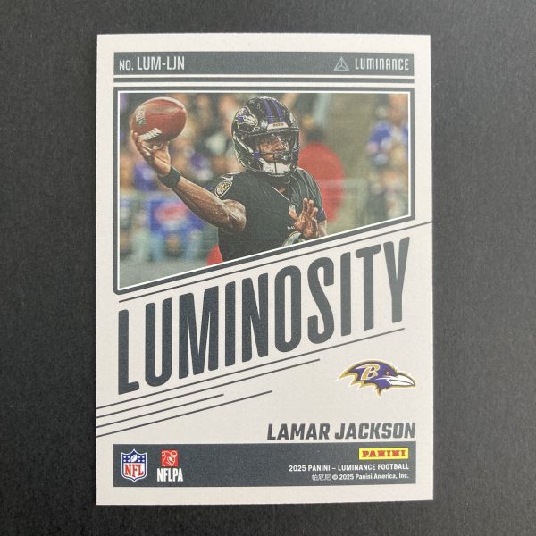 lamar jackson 2025 panini luminance ssp luminosity case hit insert card
