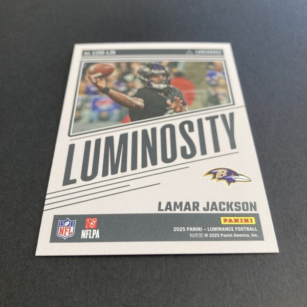 lamar jackson 2025 panini luminance ssp luminosity case hit insert card