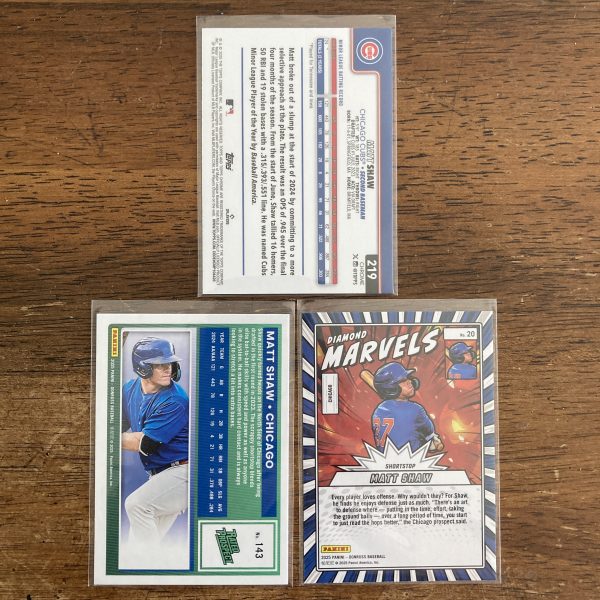 matt shaw lot of baseball cards, rookie rc - instant collection bundle pack