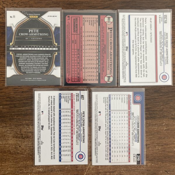 pete crow-armstrong lot of baseball cards, rookie rc - instant collection bundle pack