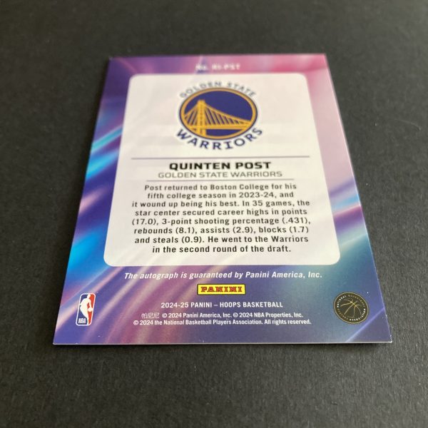 quinten post 2024-25 panini hoops sp rookie ink holofoil autographed insert rookie card