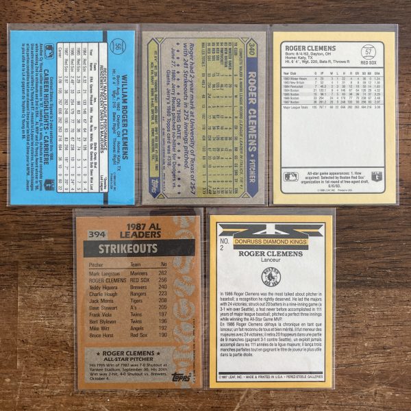 roger clemens lot of vintage baseball cards - instant collection bundle pack