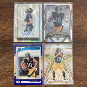 roman wilson lot of football cards, rookie rc autograph - instant collection bundle pack