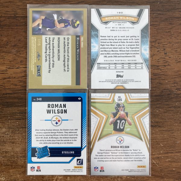 roman wilson lot of football cards, rookie rc autograph - instant collection bundle pack