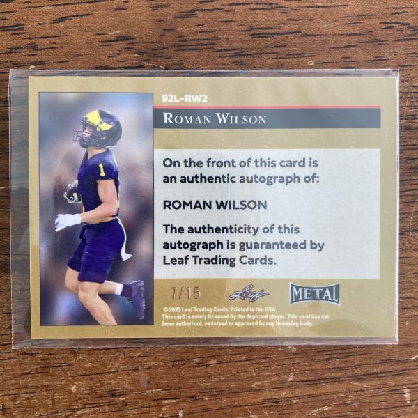 Roman Wilson Lot w/SSP Auto (#'ed 7/15) & RCs, Pack of 4 Football Cards (inv1) - Image 5