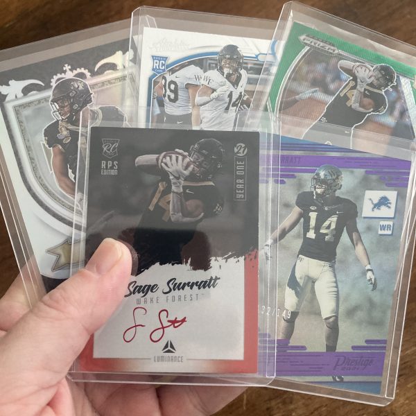 sage surratt lot of football cards, rookie rc autograph - instant collection bundle pack