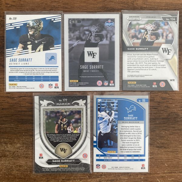 sage surratt lot of football cards, rookie rc autograph - instant collection bundle pack