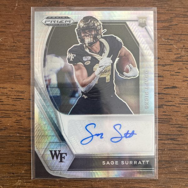 Sage Surratt RCs Lot w/SP Auto Prizm, Pack of 5 Football Rookie Cards (inv2) - Image 4