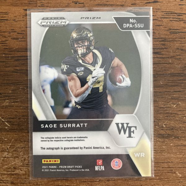 Sage Surratt RCs Lot w/SP Auto Prizm, Pack of 5 Football Rookie Cards (inv2) - Image 5