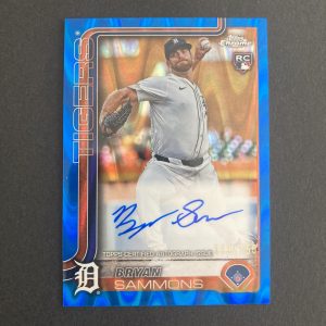 Bryan Sammons 2025 Topps Chrome Rookie Autographs Blue Raywave Refractor (#'ed 113/150) On-Card Auto Rookie #RA-BSA