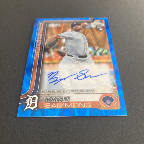 Bryan Sammons 2025 Topps Chrome Rookie Autographs Blue Raywave Refractor (#'ed 113/150) On-Card Auto Rookie #RA-BSA