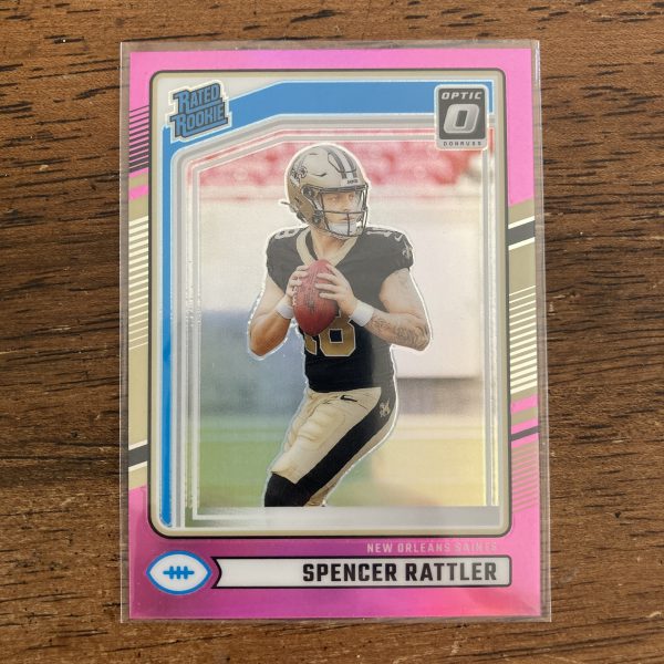 Spencer Rattler RCs Lot w/SP Pink Prizm Rated Rookie, Pack of 3 Football Cards (inv5) - Image 4