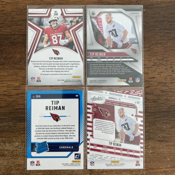 tip reiman lot of football cards, rookie rc autograph - instant collection bundle pack