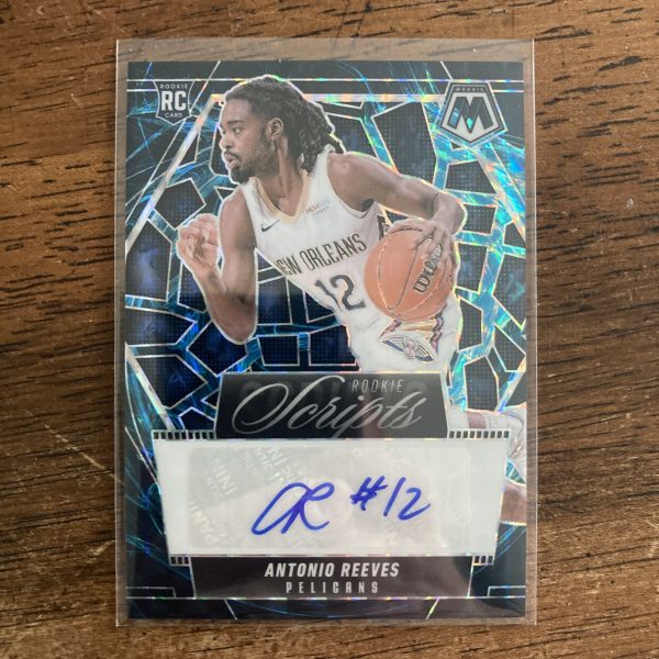 antonio reeves 2024-25 panini mosaic rookie scripts ssp genesis prizm auto rookie card