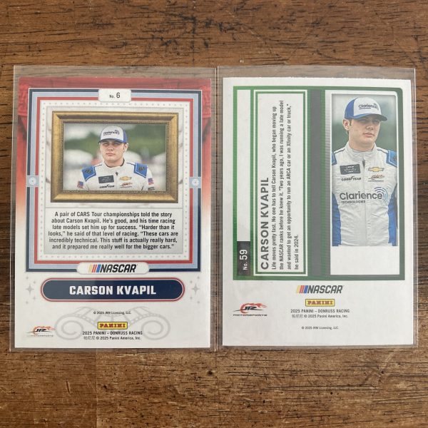 carson kvapil lot of racing cards - instant collection bundle pack