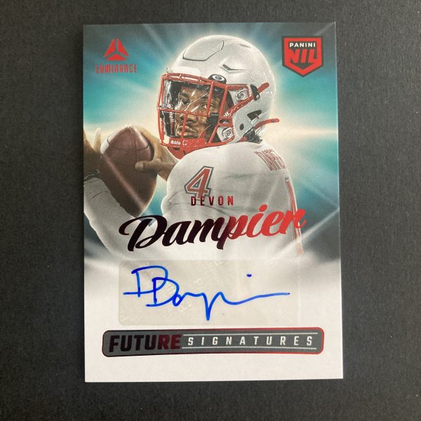 Devon Dampier 2025 Panini Luminance NIL Future Signatures Red Foil parallel auto card #NIL-DDR