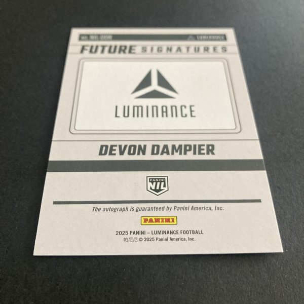 Devon Dampier 2025 Panini Luminance NIL Future Signatures Red Foil parallel auto card #NIL-DDR