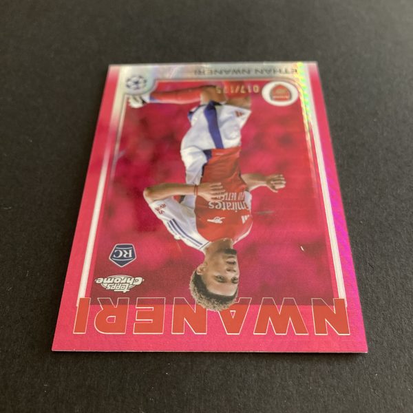 Ethan Nwaneri RCs Lot w/SP (#'ed /175) Neon Pink Prism Refractor, Pack of 2 Soccer Rookie Cards (inv2) - Image 6