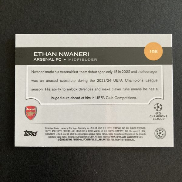 Ethan Nwaneri RCs Lot w/SP (#'ed /175) Neon Pink Prism Refractor, Pack of 2 Soccer Rookie Cards (inv2) - Image 7