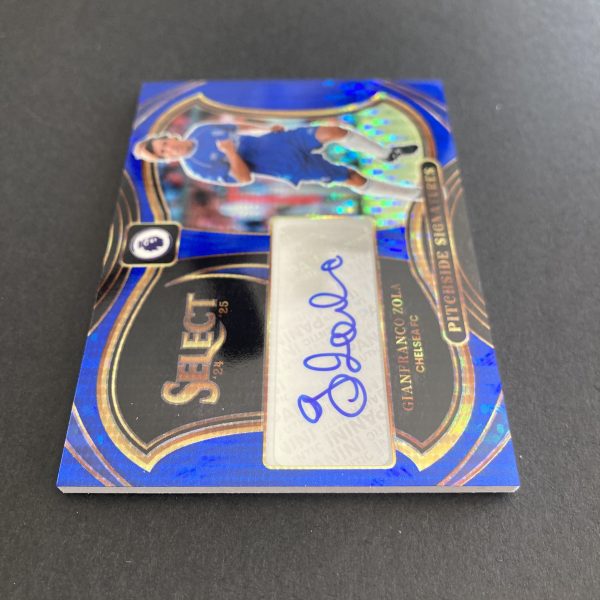 Gianfranco Zola 2024-25 Select Premier League Pitchside Signatures SP Blue Pulsar Prizm parallel auto insert card #PS-GZ