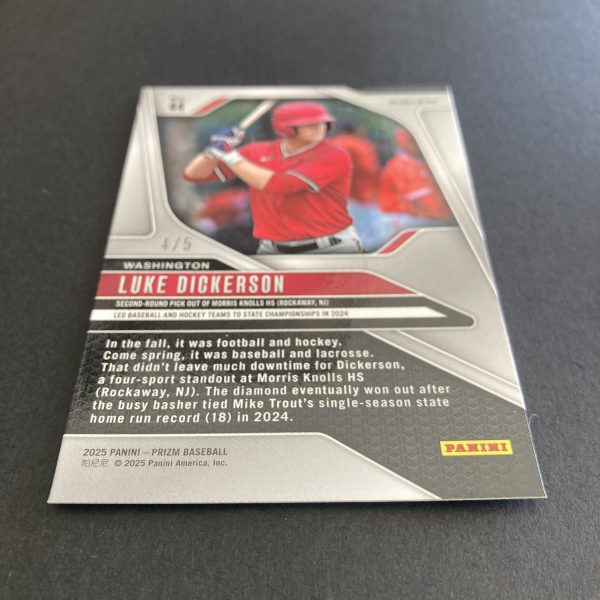 Luke Dickerson 2025 Panini Prizm #44 SSP Black Gold (#'ed 4/5), Washington Prospect