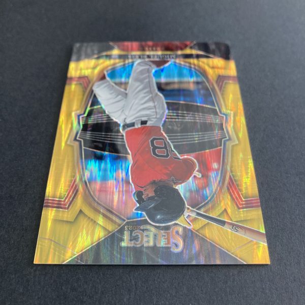 miguel bleis 2023 Panini Select Concourse Level SSP Gold Flash Prizm parallel card #37, serial numbered 05/10