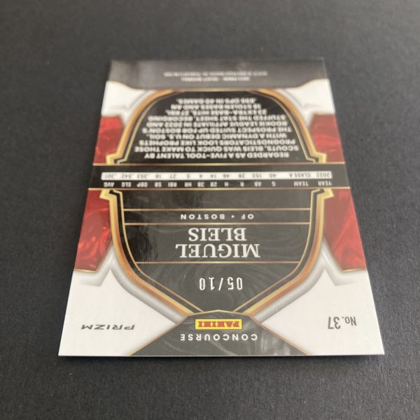 miguel bleis 2023 Panini Select Concourse Level SSP Gold Flash Prizm parallel card #37, serial numbered 05/10