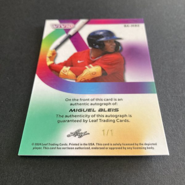 miguel bleis 2024 leaf vivid autograph card #BA-MB2, serial numbered 1/1