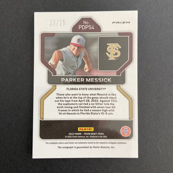 Parker Messick 2022 Prizm Draft Picks Autographs Blue Donut Circles (#'ed 16/25) Auto #PDP54