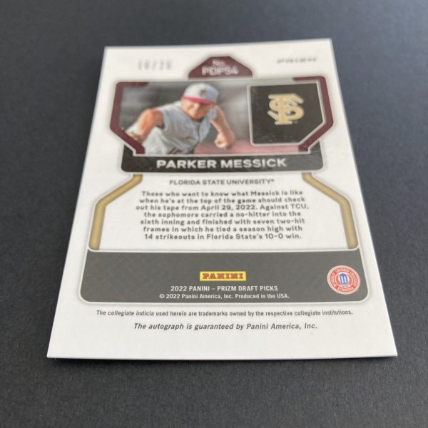 Parker Messick 2022 Prizm Draft Picks Autographs Blue Donut Circles (#'ed 16/25) Auto #PDP54