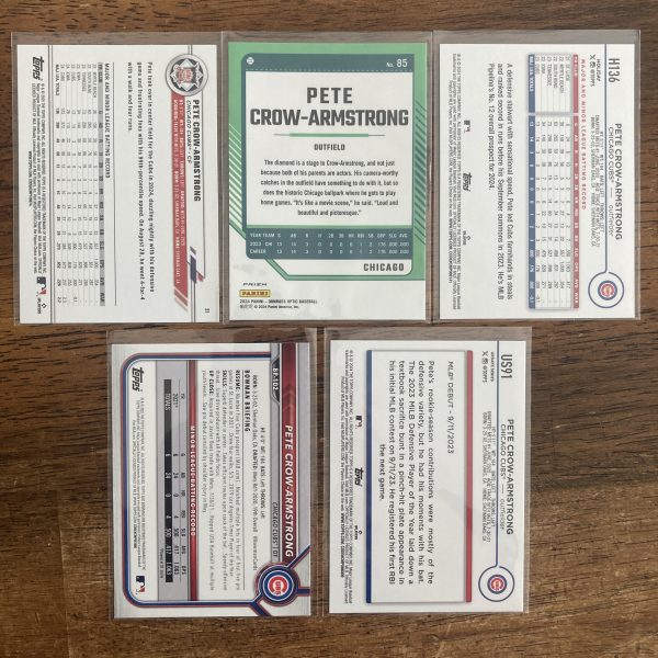 pete crow-armstrong lot of baseball cards, rookie rc - instant collection bundle pack