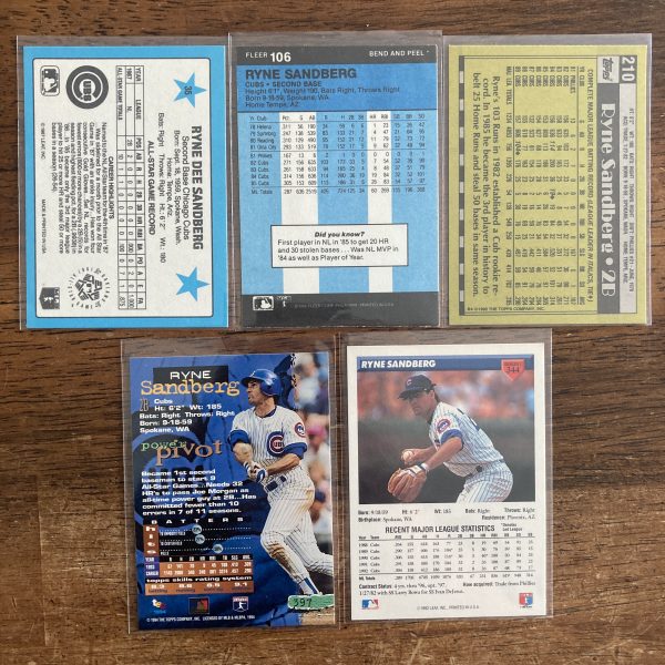 ryne sandberg lot of vintage baseball cards - instant collection bundle pack
