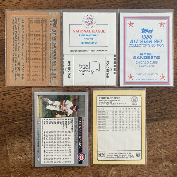 ryne sandberg lot of vintage baseball cards - instant collection bundle pack