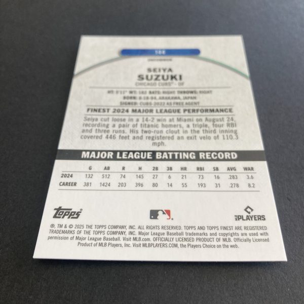 Seiya Suzuki 2025 Topps Finest SSP Gold parallel Uncommon card #144, serial numbered 10/25