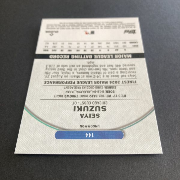Seiya Suzuki 2025 Topps Finest SSP Gold parallel Uncommon card #144, serial numbered 10/25